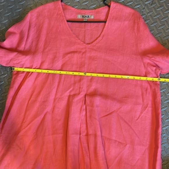 FLAX Coral Pleated V Neck Tunic Top - Picture 8 of 9